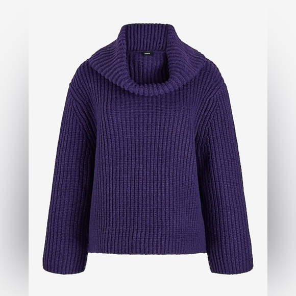 🏷️ 🛍️ NWT Express Ribbed Plum Perfect Cowl Neck Sweater 🏷️ 🛍️ - Picture 5 of 12